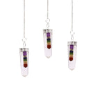 Crystal 7 Chakra Bounded Thin Point Flat  Pendulum