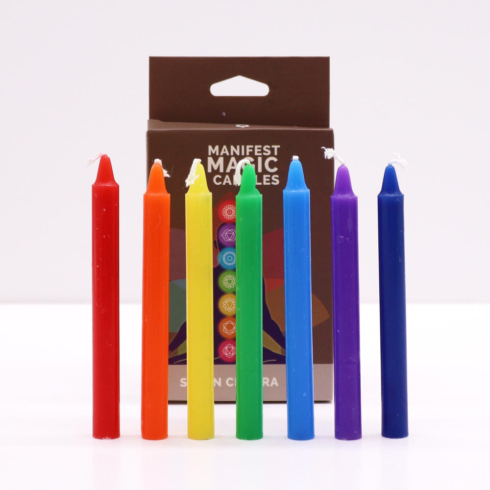 Seven Chakra Manifest Magic Candles – Pack of 7 | Full Chakra Alignment Set