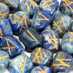 Lapis Runes Stone Set in Pouch