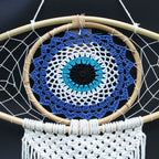 Macrame Evil Eye Blue/White/Black Protection Dream Catcher Large