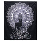 Buddha Black &White Double Cotton Bedspread Wall Hanging