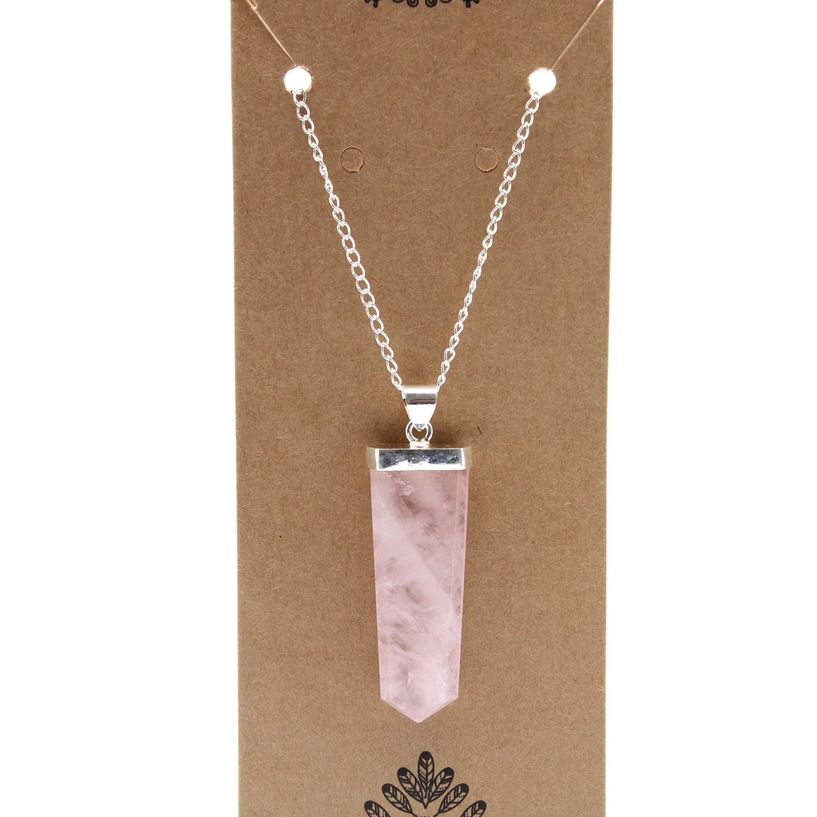 Rose Quartz Gemstone Flat Pencil Pendant