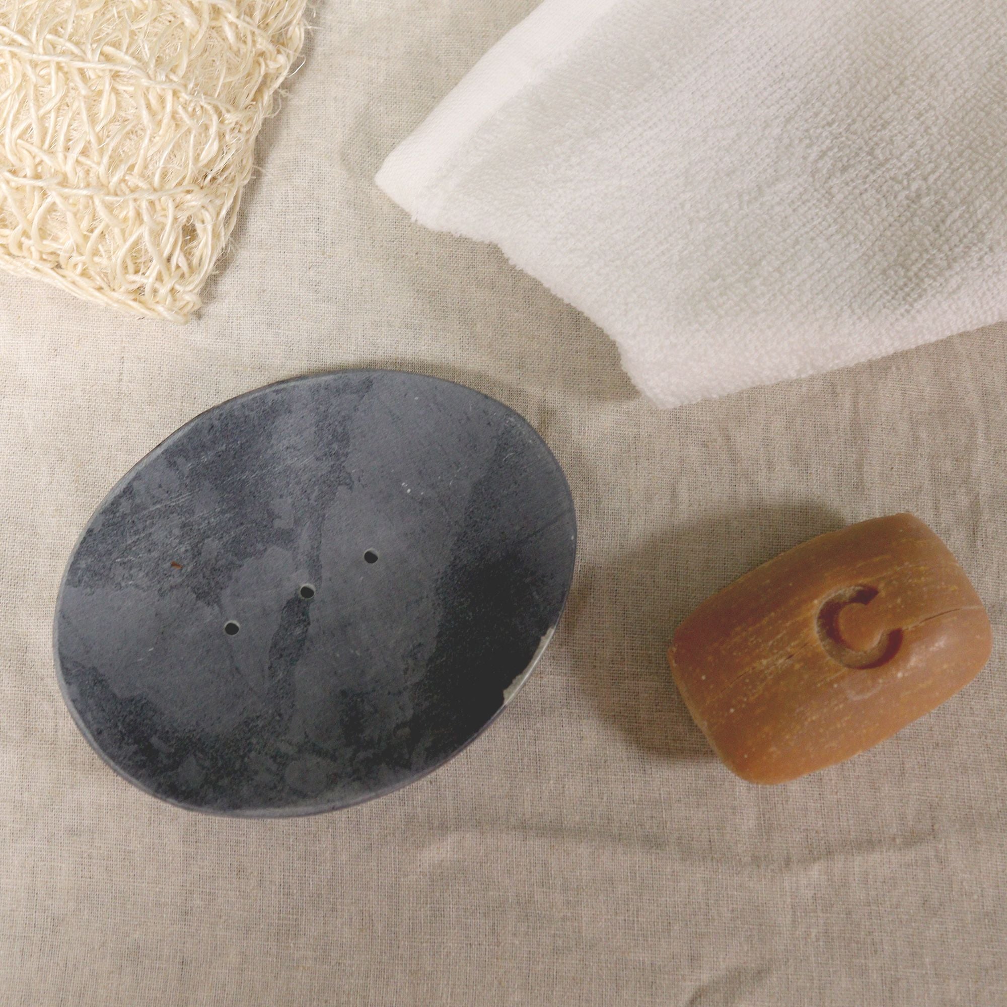 Classic Oval Grey Soapstone Soap Dish