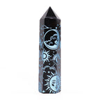 Mystic Story Sky Blue Black Obsidian Point