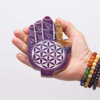 Flower of Life Soapstone Med Hamsa Incense Holder