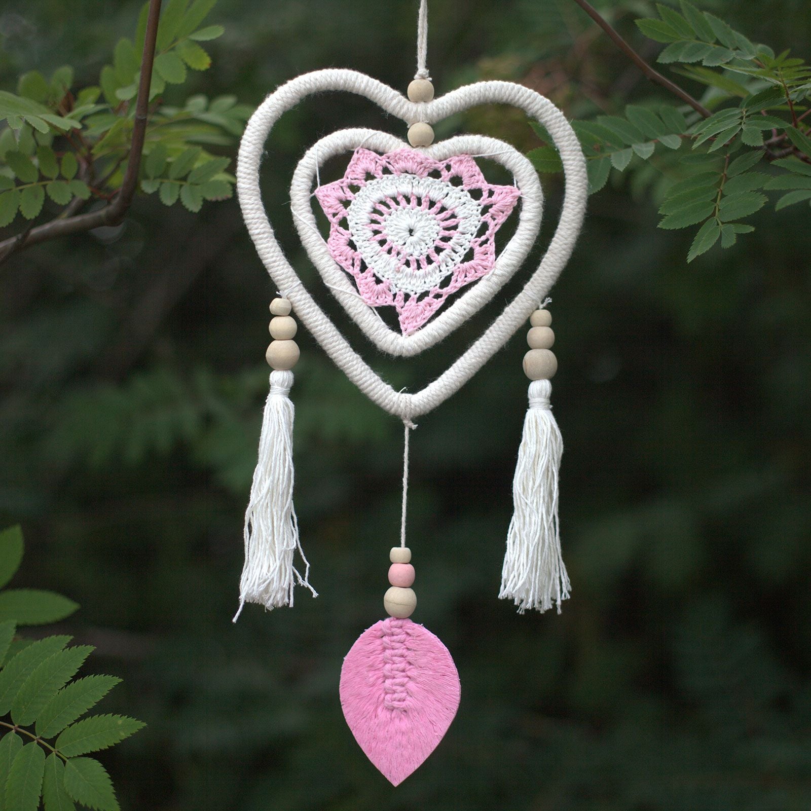 Pink Heart in Heart Dream Catcher Medium