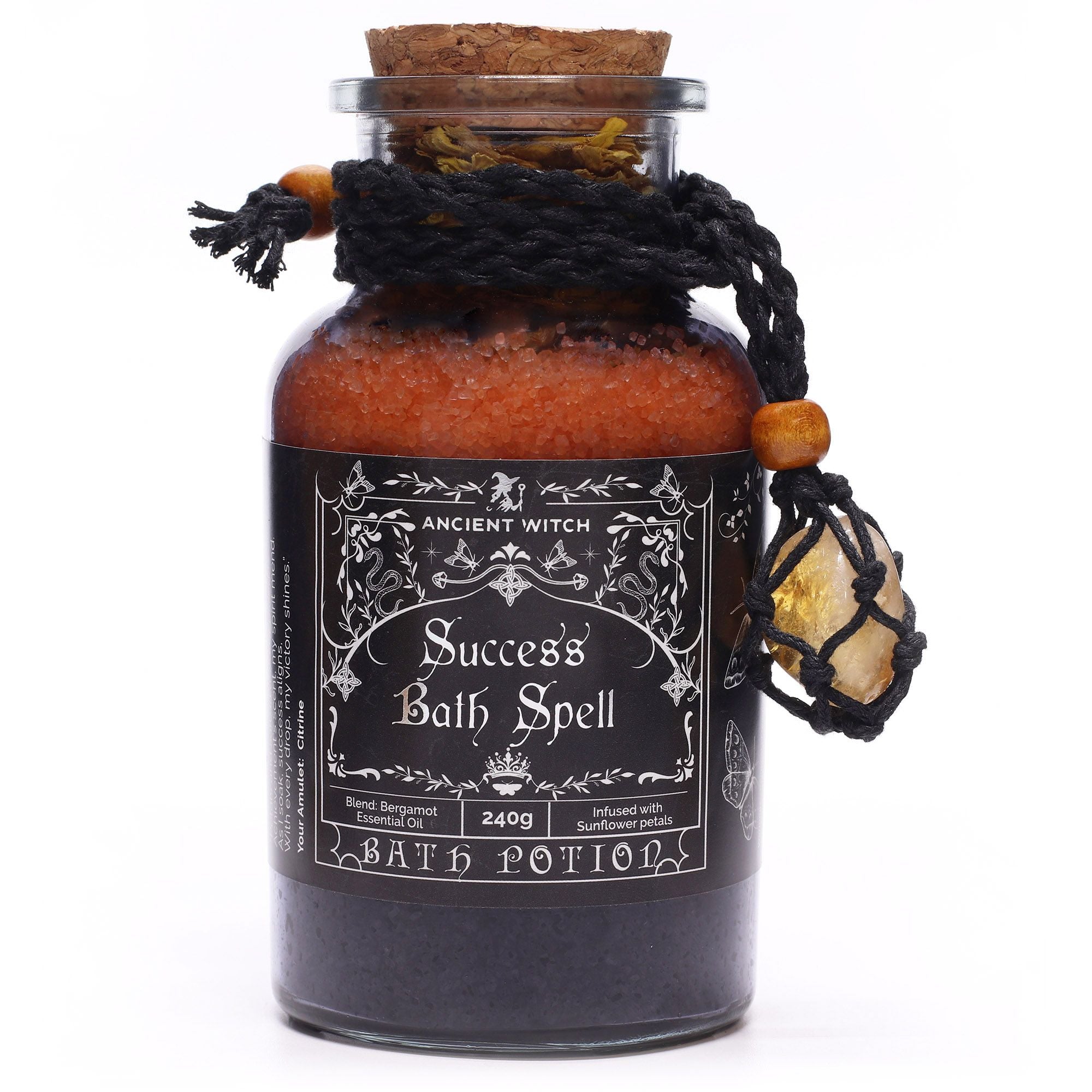 Success Ancient Witch Bath Spell Potion & Citrine Crystal Amulet