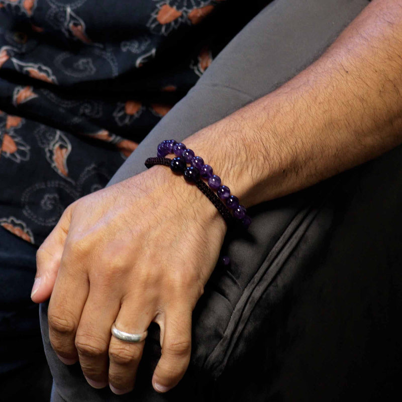 Amethyst Gemstone Double Power Bracelets