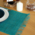 Turquoise Seagrass Fringe Natural Placemat