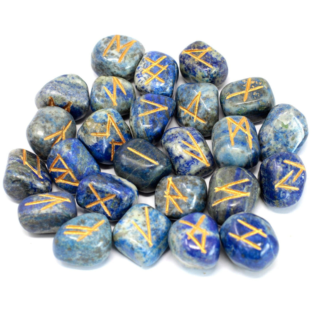 Lapis Runes Stone Set in Pouch