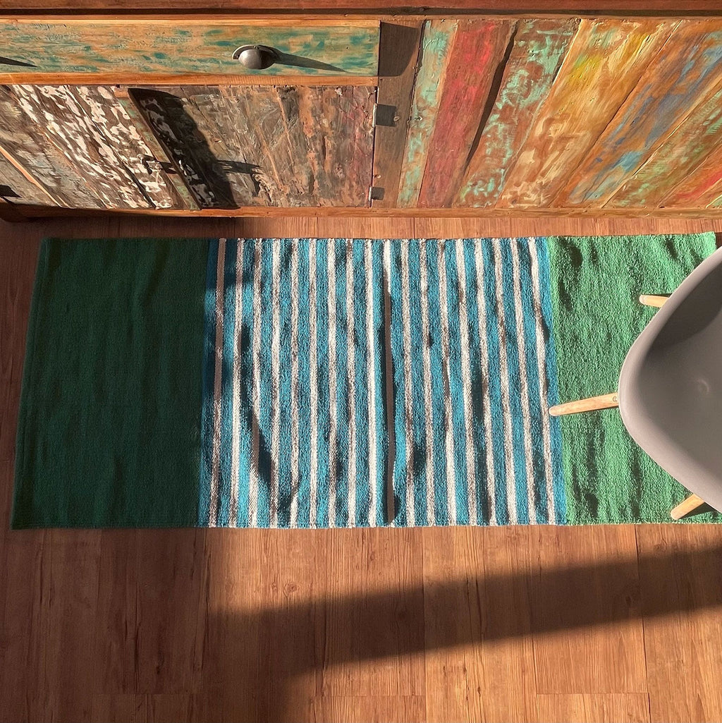 Blue/ Green Indian Cotton Rug