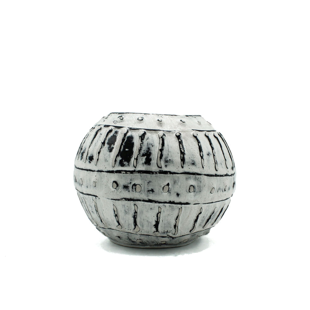 Cream Greek Bubble Clay Plant Pot  10cm