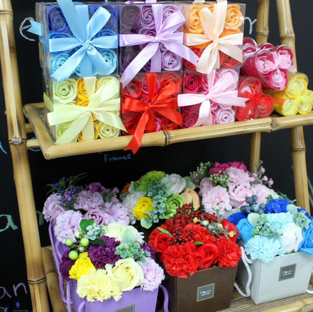 Pink Roses Set of 9 Soap Flowers