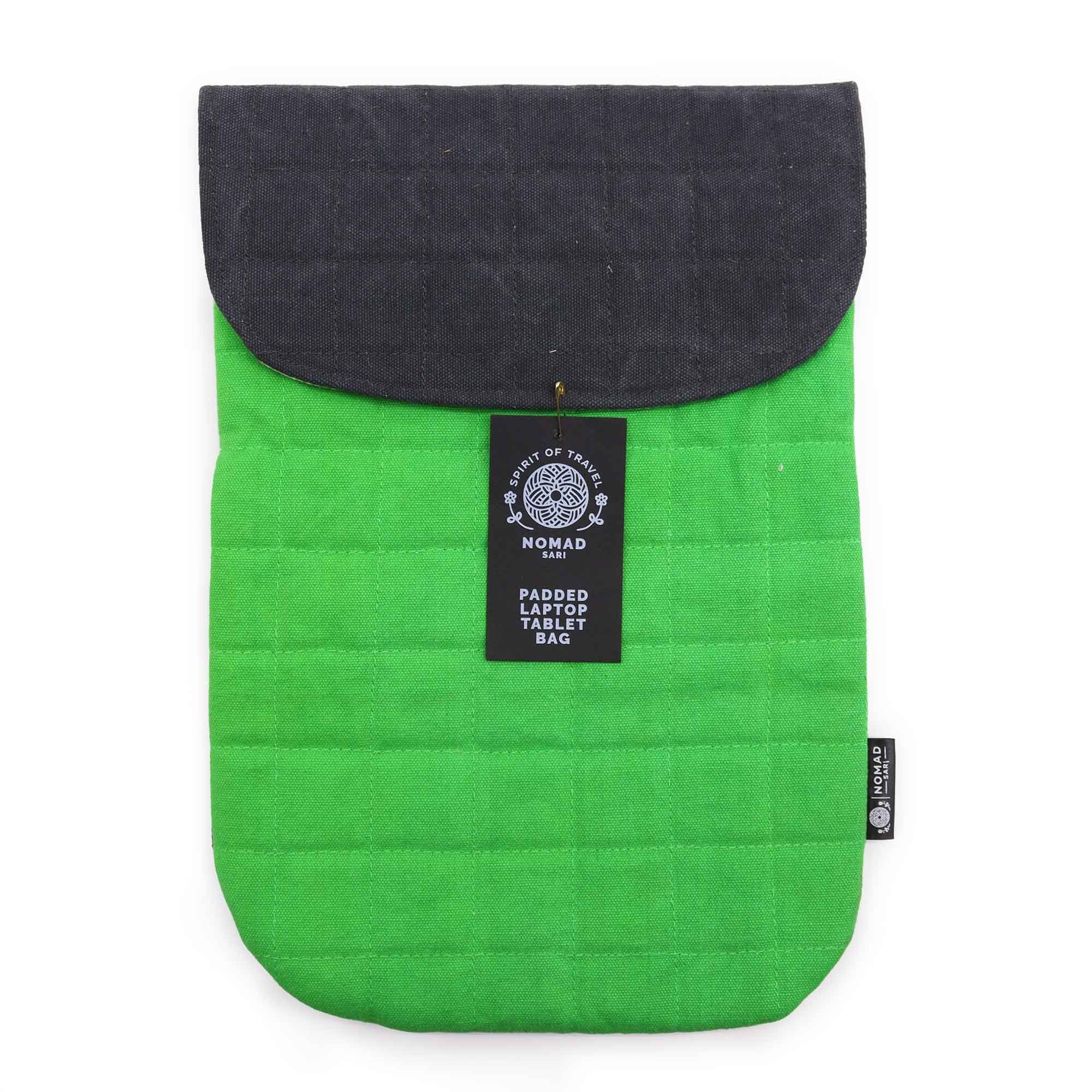 Frog Green Laptop Padded Pouch 14oz Stonewash