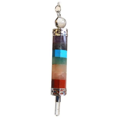 7 Chakra 3 Piece Joint Crystal Pendulum | Gemstone Dowsing Pendulum