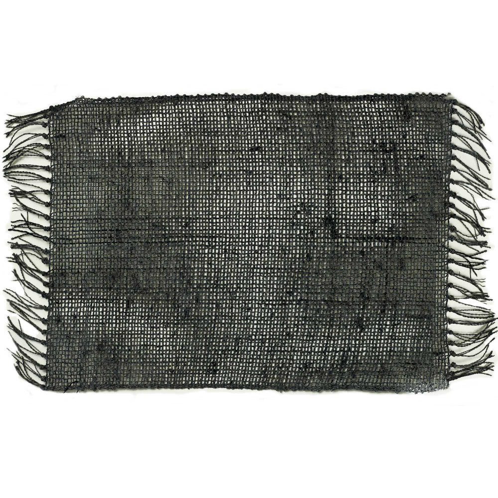 Charcoal Seagrass Fringe Natural Placemat