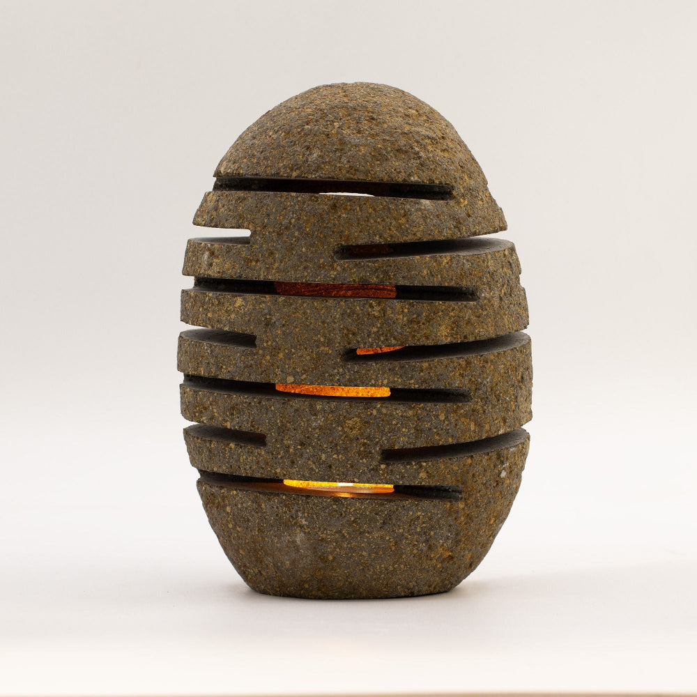 Standing Stone Cut Natural Riverstone Candle Holder