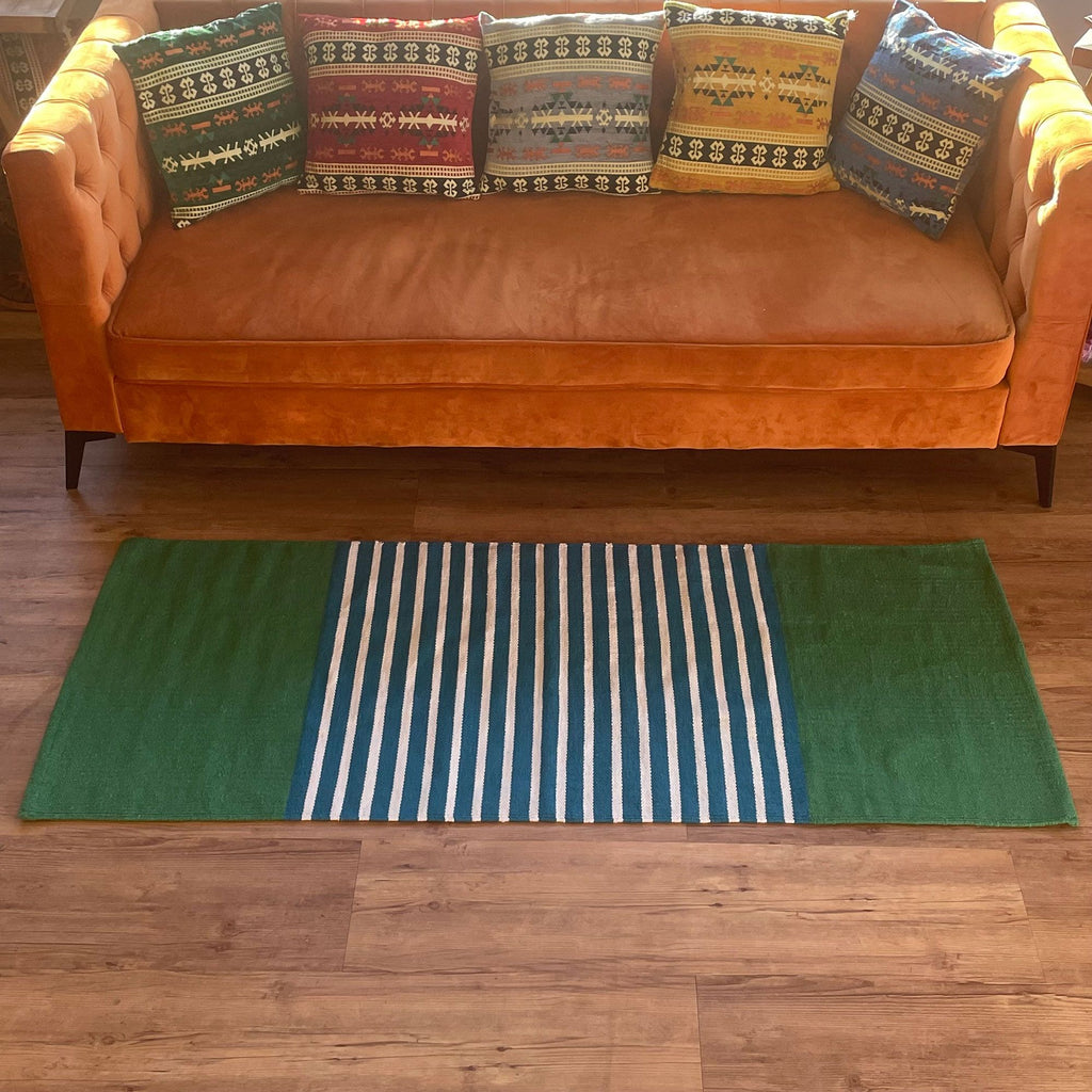 Blue/ Green Indian Cotton Rug
