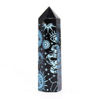 Mystic Story Sky Blue Black Obsidian Point