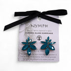 Teal Green Flower Vintage Glass Earrings