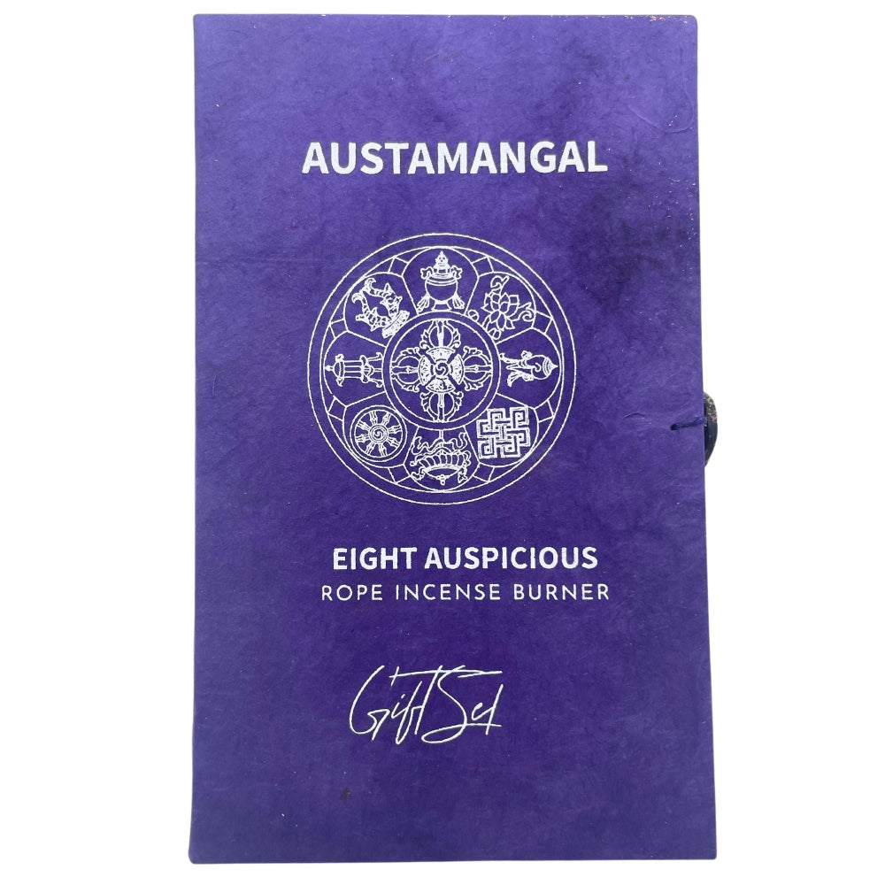 Astamangal Rope Incense & Silver Plated Holder Set | 10 Himalayan Ropes