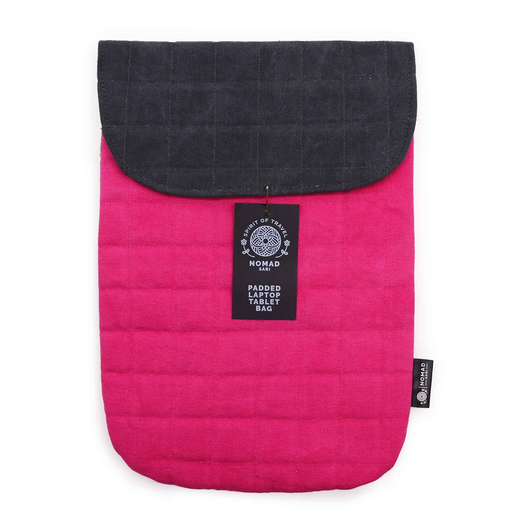 Shocking Pink Stonewash Laptop Padded Pouch  14oz