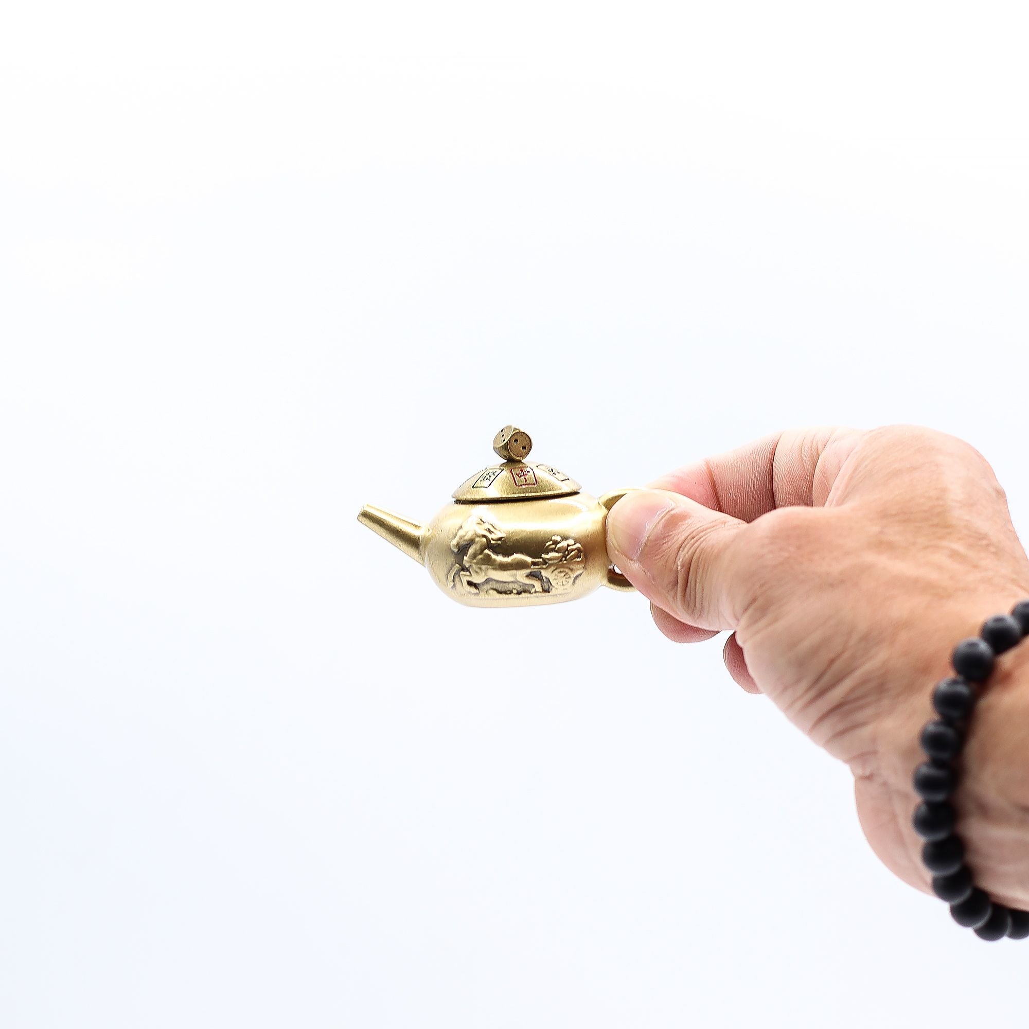 Lucky Teapot with Dice Spin Feng Shui Fortune
