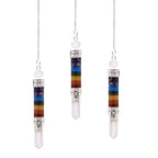 7 Chakra 3 Piece Joint Crystal Pendulum | Gemstone Dowsing Pendulum