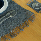 Charcoal Seagrass Fringe Natural Placemat