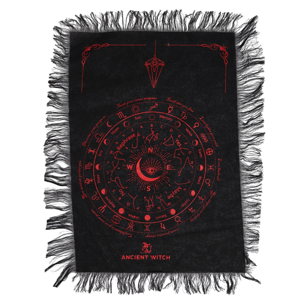 All Seeing Eye Pendulum Divination Cloth | Black & Blood Red | Ancient Witch