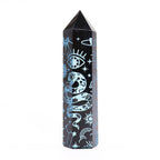 Mystic Story Sky Blue Black Obsidian Point
