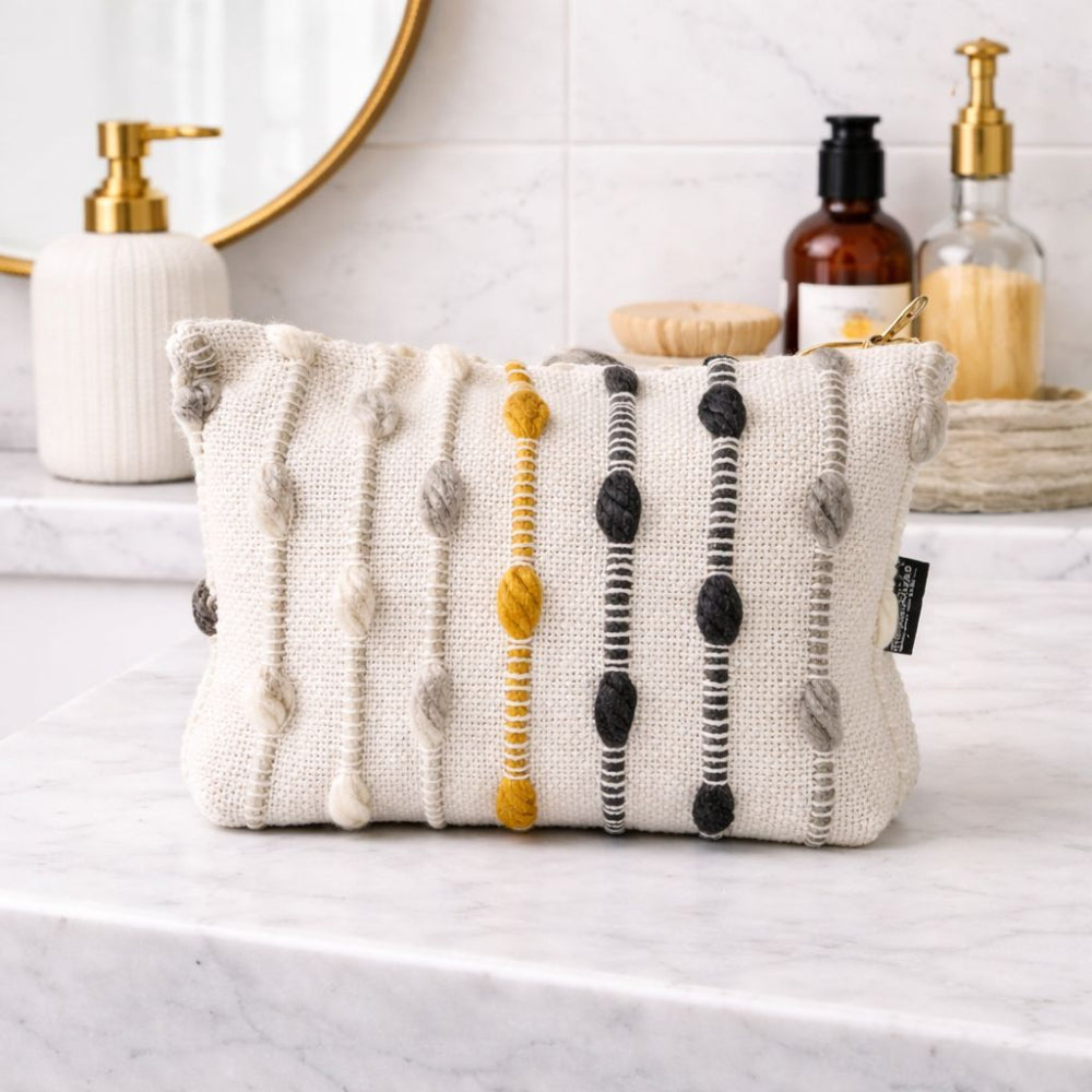 Hippie Knot Jacquard Toiletry Bag | Handmade Indian Cotton