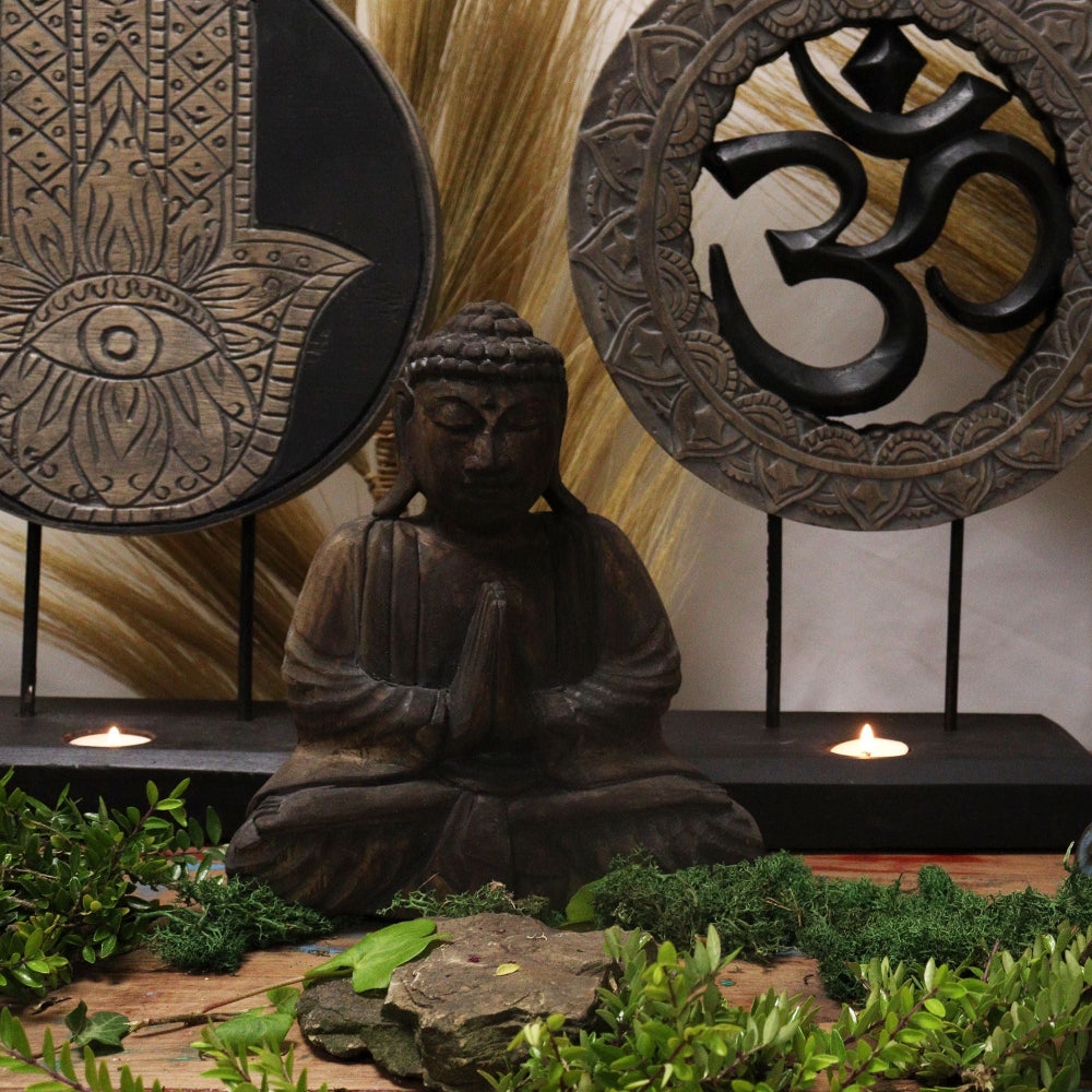 Om Grey & Black Buddha Feng Shui Set