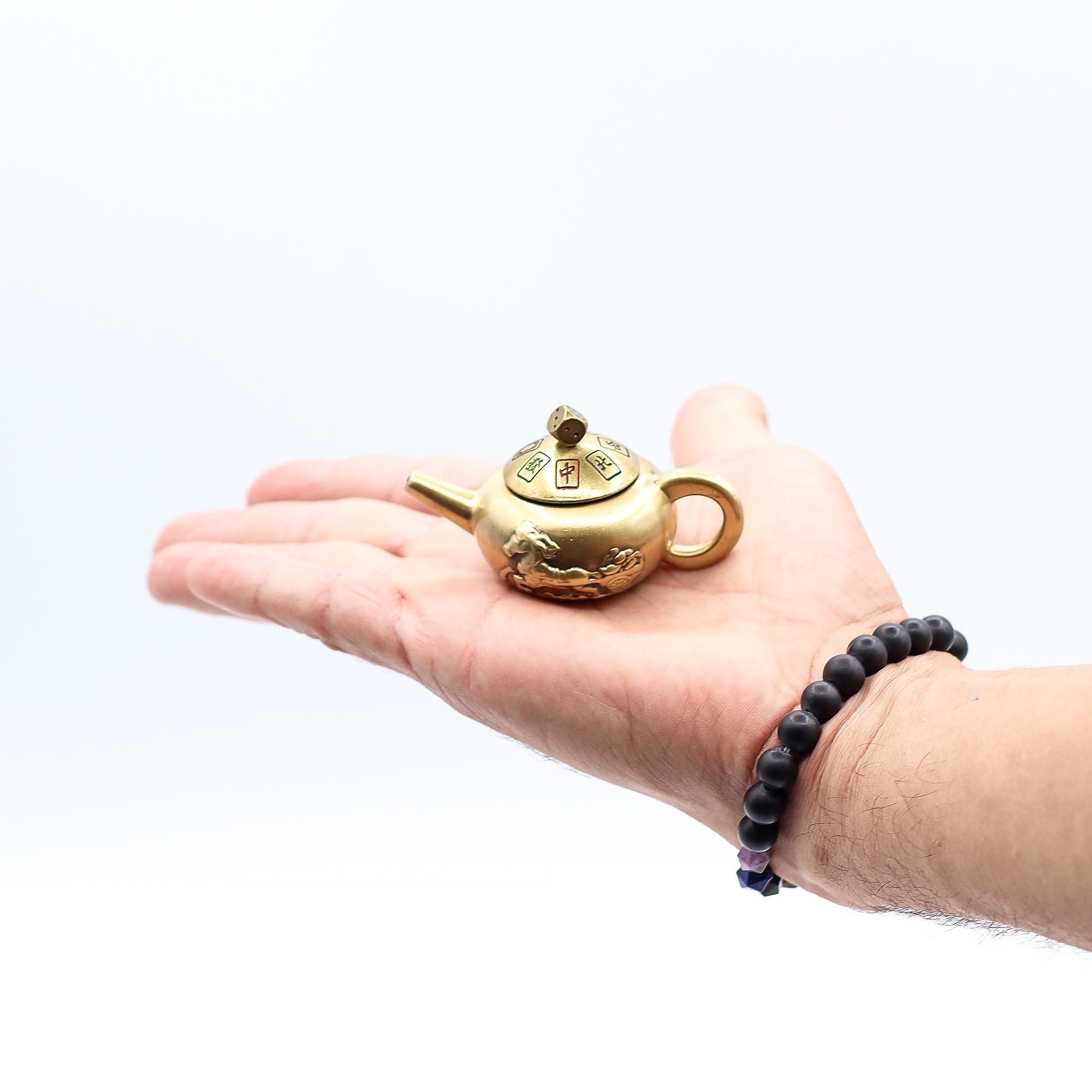 Lucky Teapot with Dice Spin Feng Shui Fortune