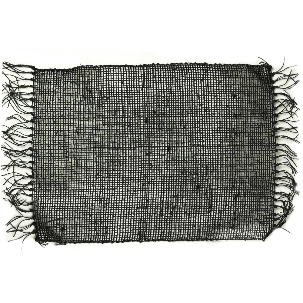 Black Seagrass Fringe Natural Placemat