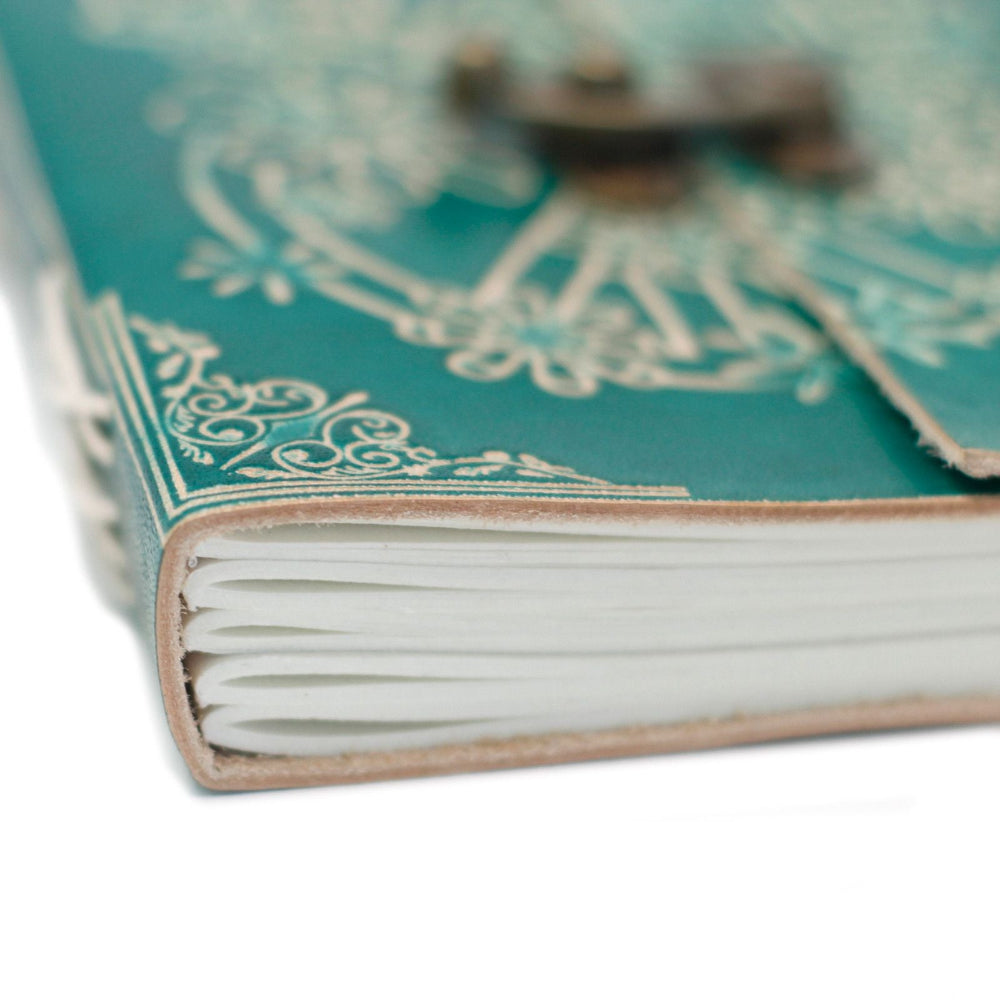 Peace Green Leather Notebook with Lock