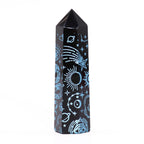 Mystic Story Sky Blue Black Obsidian Point