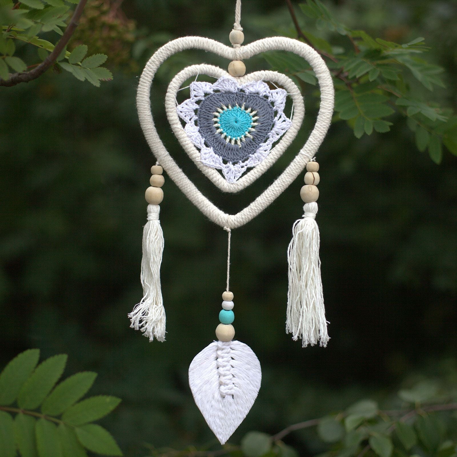 Blue Heart Dream Catcher Medium
