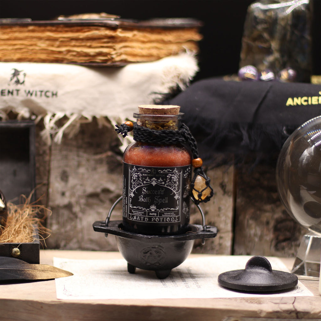 Success Ancient Witch Bath Spell Potion & Citrine Crystal Amulet