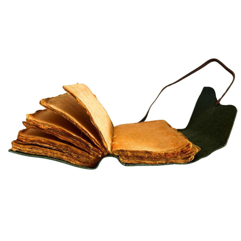 Green Maze Pattern Fat Deckled Leather Notebook