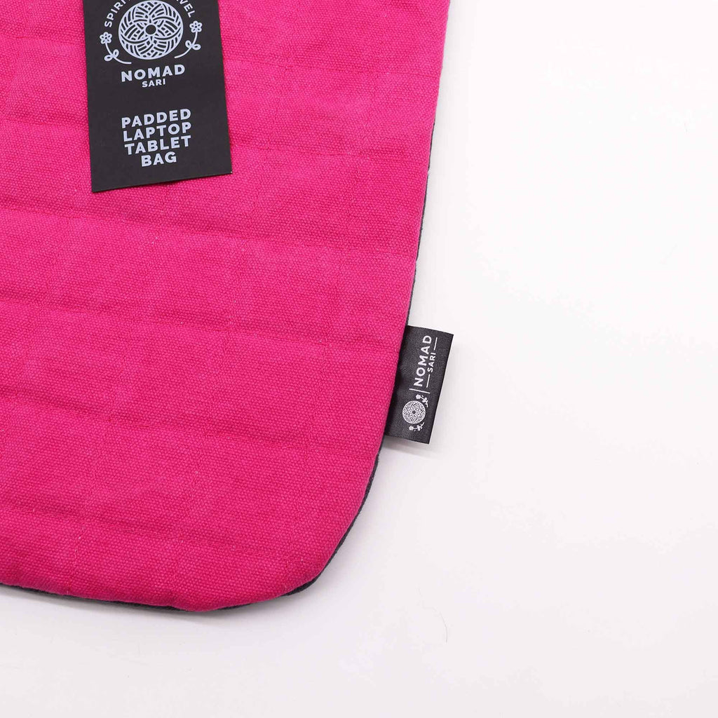 Shocking Pink Stonewash Laptop Padded Pouch  14oz
