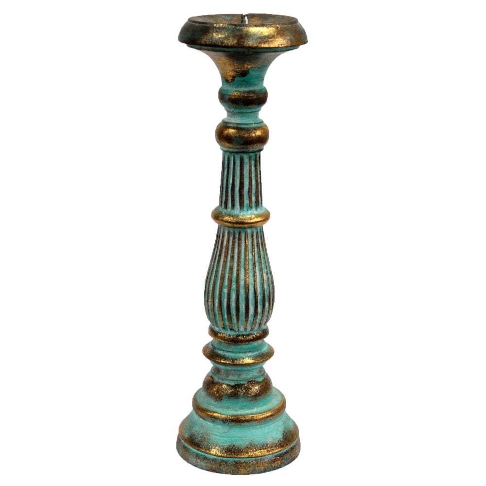 Turquoise Gold Candle Stand Large