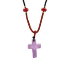Amethyst Cross Cord Necklace Gemstone Pendant