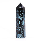 Mystic Story Sky Blue Black Obsidian Point
