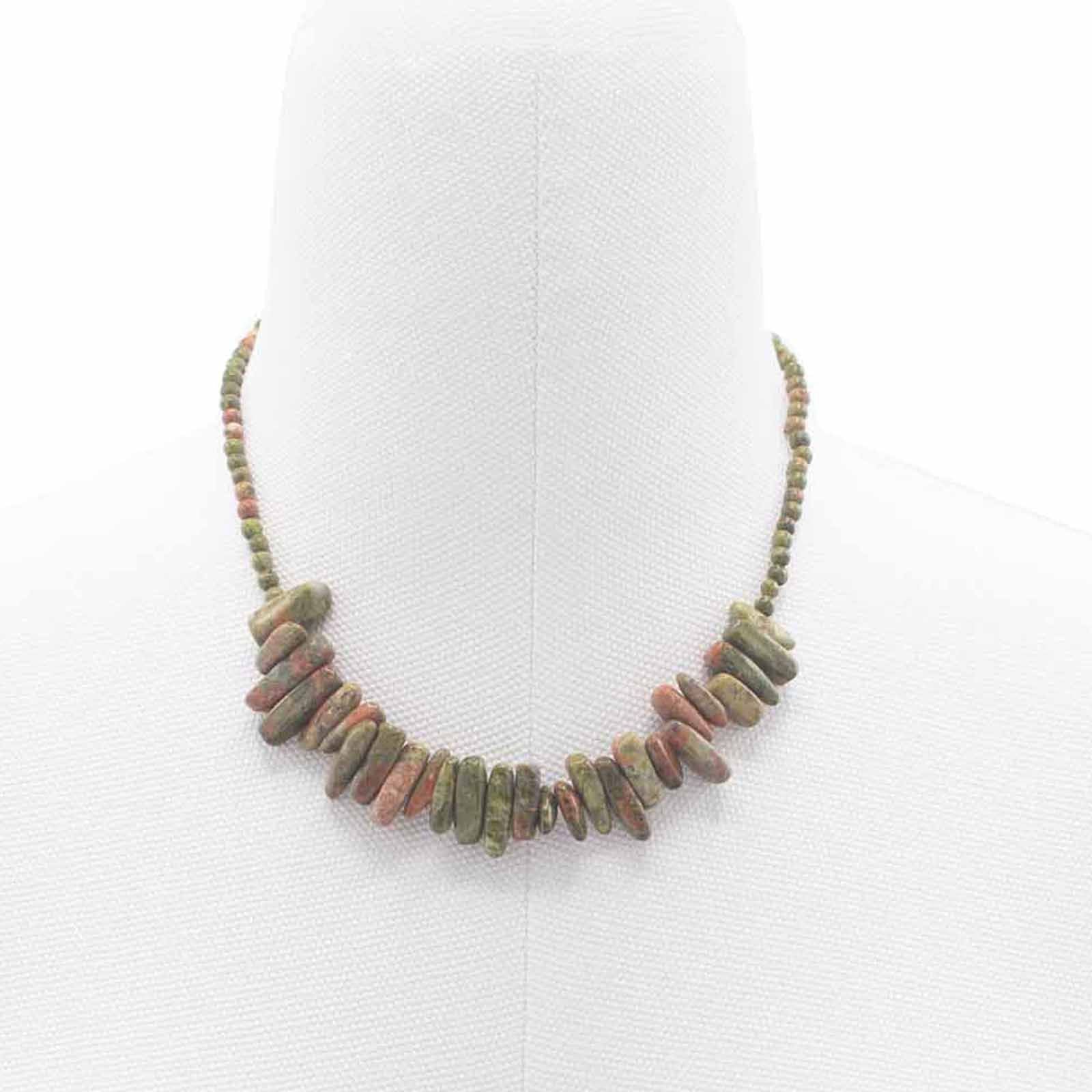 Unakite Longstone Gem Necklace