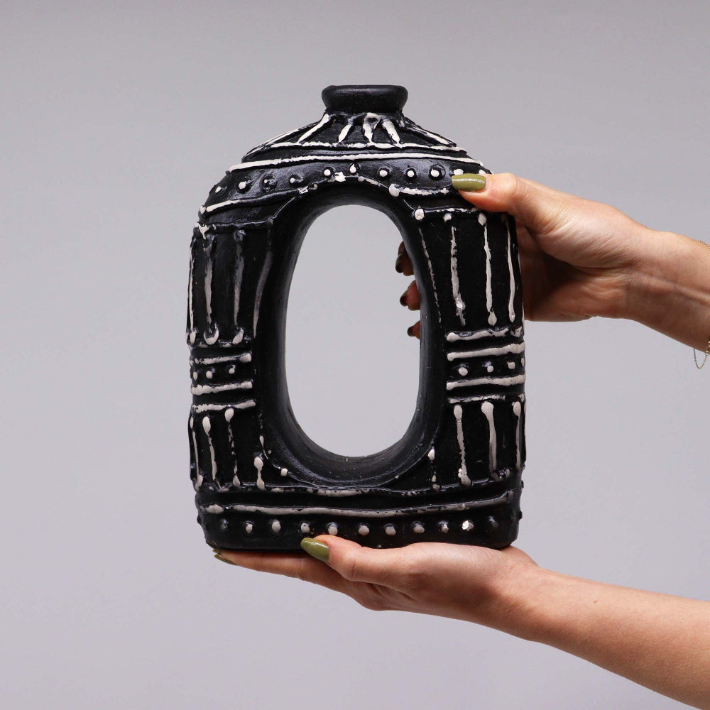 Chocolate Oval Donut Shaped Vase  23cm