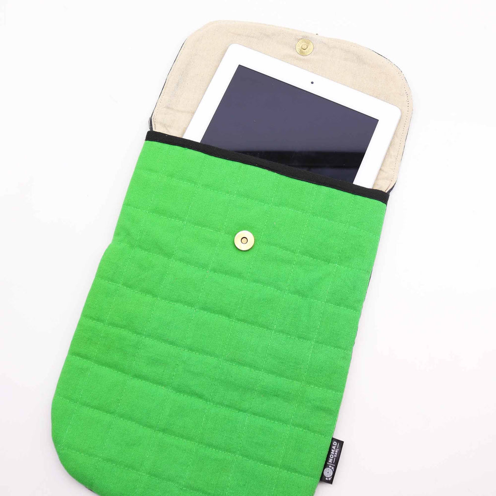 Frog Green Laptop Padded Pouch 14oz Stonewash