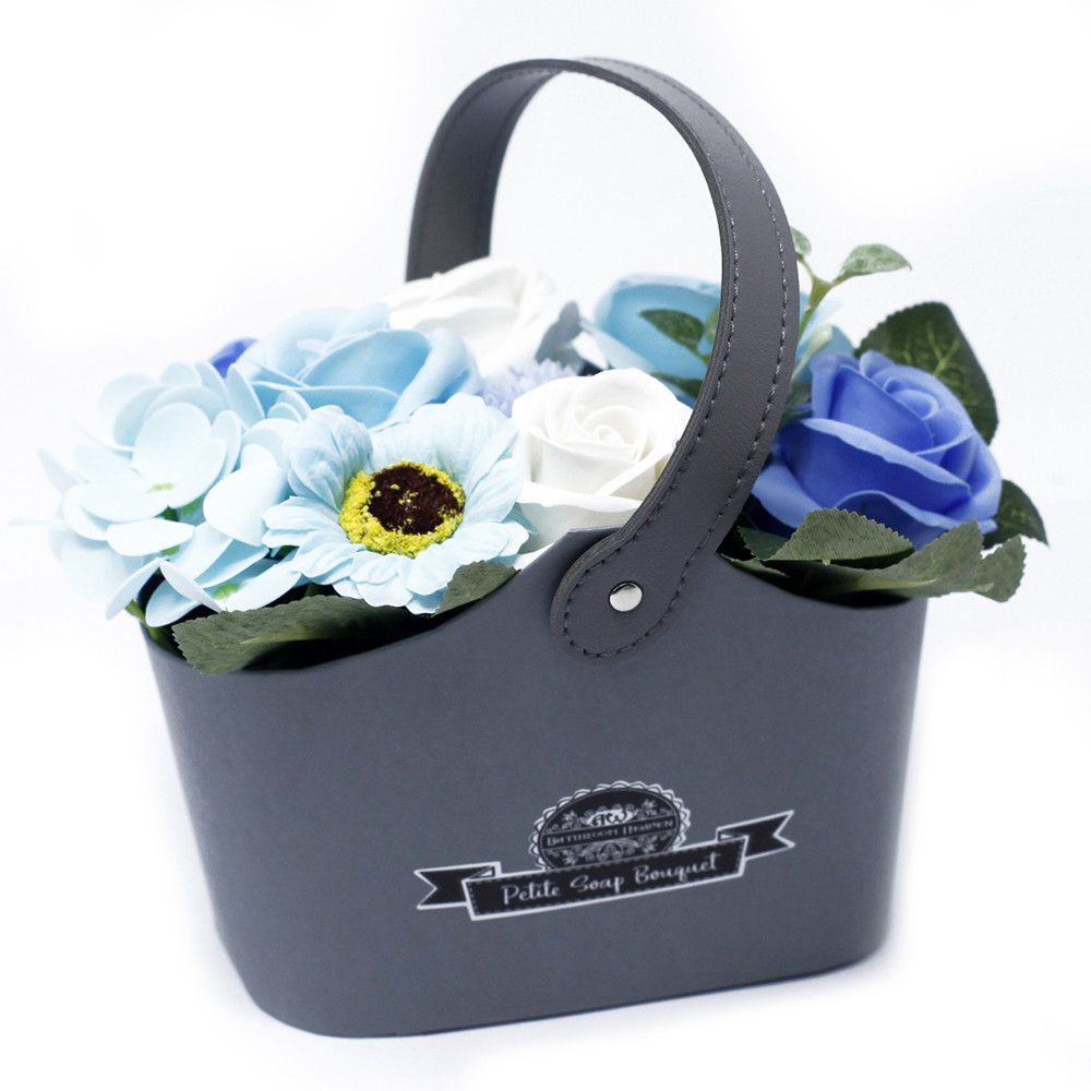 Soothing Blues Soap Flower Bouquet Petite Basket