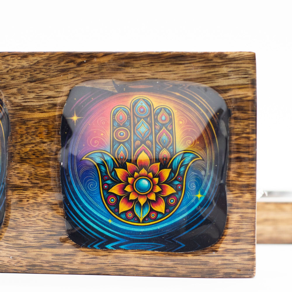 Hamsa Enamelled Mango Tray Set