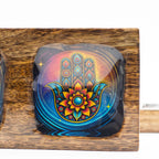 Hamsa Enamelled Mango Tray Set